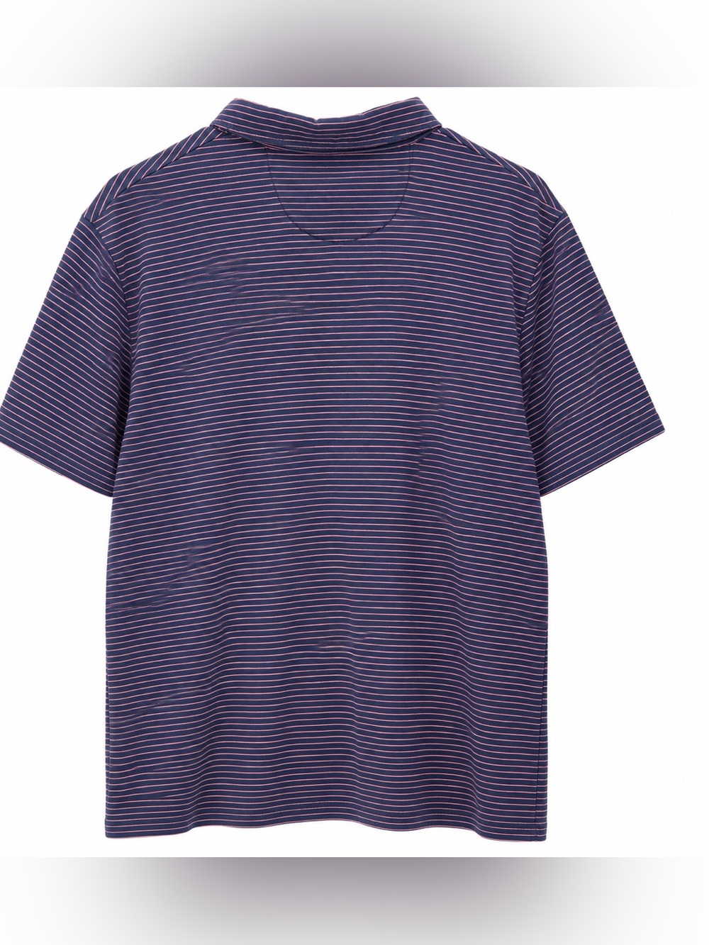 Johnnie-O Hangin Out Men XL Striped Polo Shirt Navy Pink Cotton Spandex Pocket - Picture 2 of 4
